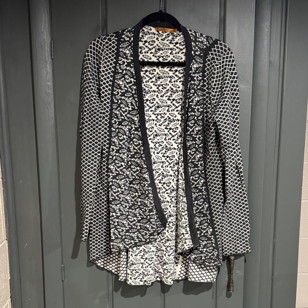 Belldini Black and White Patterned Cardigan